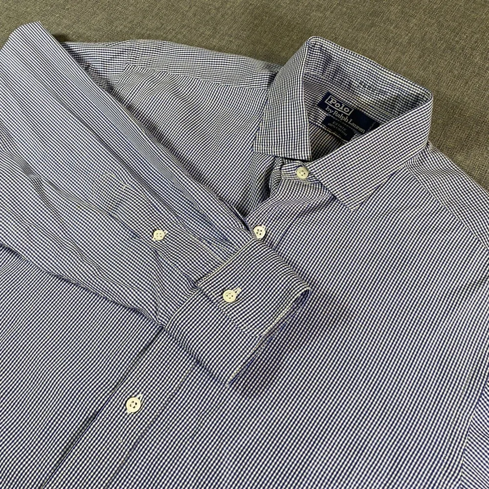 Polo Ralph Lauren Mens Button‎ Shirt Blue Gingham Check Long Sleeve Estate 16 33